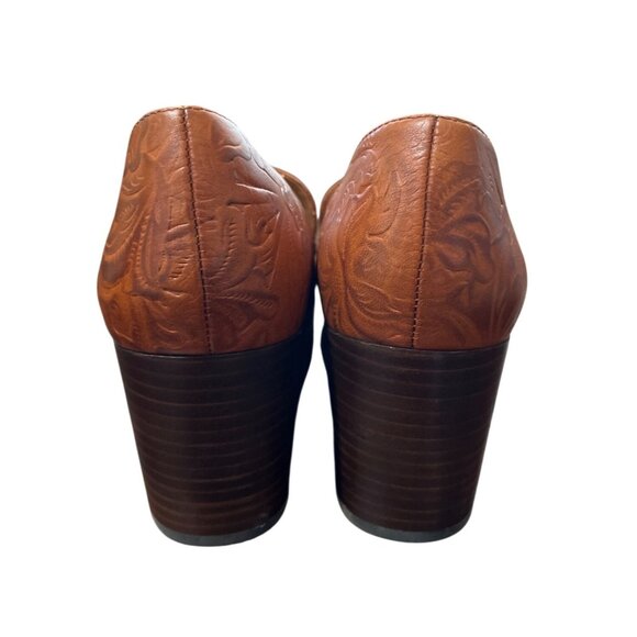 Patricia Nash Floral Tooled Leather Block Heel Pump Loafer Women EU 39 / US 9 - Picture 4 of 9